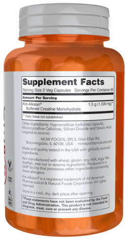 NOW Kre-Alkalyn Creatine, Кре-Алкалин Креатин, 120 капсул