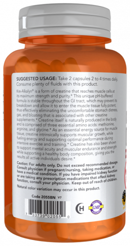 NOW Kre-Alkalyn Creatine, Кре-Алкалин Креатин, 120 капсул