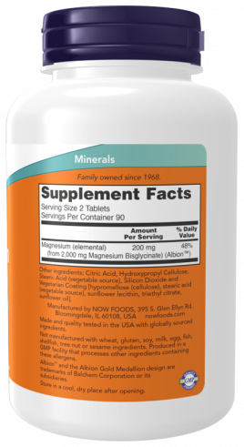 NOW Magnesium Glycinate, 180 таблеток