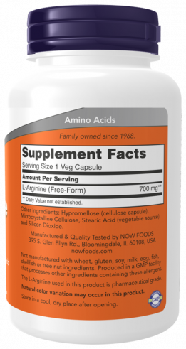NOW L-Arginin, L-Аргинин, 180 капсул