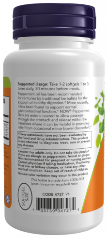 NOW Peppermint, Масло мяты перечной, 90 капсул