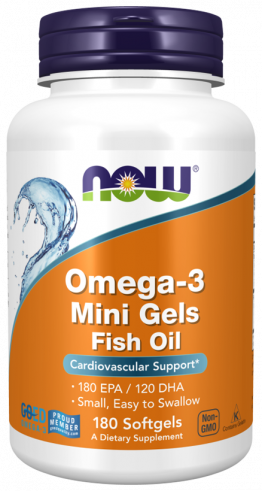 NOW Omega 3 Mini Gels 500 mg, 180 капсул