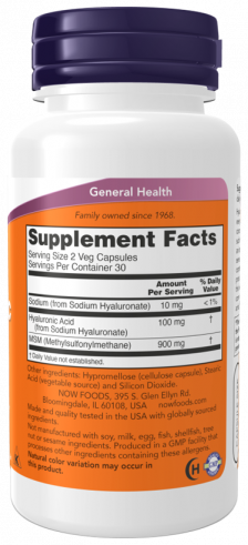 NOW Hyaluronic Acid 50 mg, 60 капсул