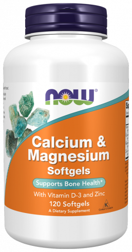 NOW Calcium &amp; Magnesium Softgels With Vitamin D and Zinc, 120 капсул