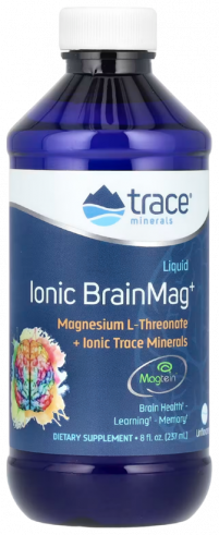 Trace Minerals Research Liquid Ionic BrainMag+ Magnesium L-Threonate (Magtein), Ресёрч Жидкий Ионный БрэинМаг+ L-треонат Магния (Магтейн), 237 мл