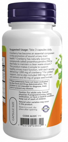 NOW Stdxed Cranberry, Экстракт клюквы, 90 капсул